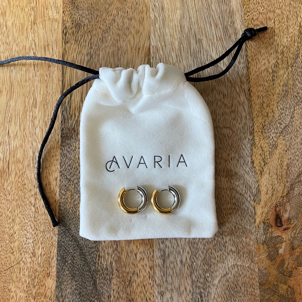 AVARIA EARRINGS - 18k gold plated & silver hoops (water resistant)
